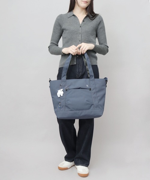 軽量 撥水 ポリエステル 大容量 ショルダーベルト付き トートバッグ A4