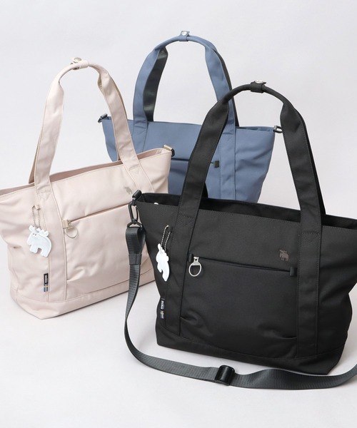 軽量 撥水 ポリエステル 大容量 ショルダーベルト付き トートバッグ A4