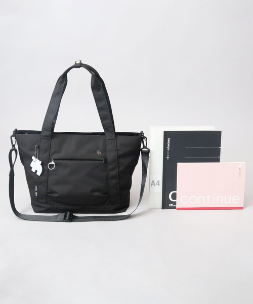 moz（モズ）の「軽量 撥水 ポリエステル 大容量 ショルダーベルト付き トートバッグ A4サイズ・PC収納・ビジネス対応（トートバッグ・レディース・ブラック/ブルー/オフホワイト・FREE）」の6枚目の写真