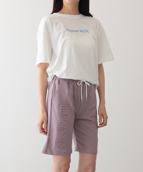 Lace Ladies(レースレディース)の「ロゴ入り スウェット リラックス ショート パンツ(スウェットパンツ・レディース・パープル/ブラック/ブルー/グレー・S/M/XL)」の9枚目の写真