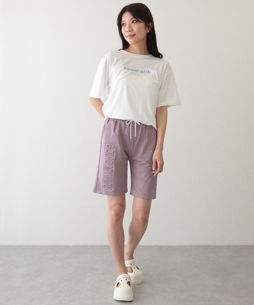 Lace Ladies(レースレディース)の「ロゴ入り スウェット リラックス ショート パンツ(スウェットパンツ・レディース・パープル/ブラック/ブルー/グレー・S/M/XL)」の5枚目の写真