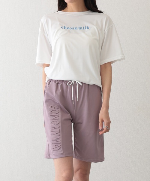 Lace Ladies(レースレディース)の「ロゴ入り スウェット リラックス ショート パンツ(スウェットパンツ・レディース・パープル/ブラック/ブルー/グレー・S/M/XL)」の6枚目の写真