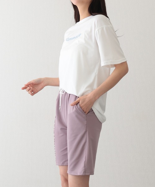 Lace Ladies(レースレディース)の「ロゴ入り スウェット リラックス ショート パンツ(スウェットパンツ・レディース・パープル/ブラック/ブルー/グレー・S/M/XL)」の7枚目の写真