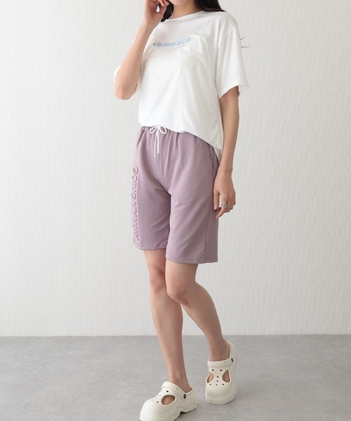 Lace Ladies(レースレディース)の「ロゴ入り スウェット リラックス ショート パンツ(スウェットパンツ・レディース・パープル/ブラック/ブルー/グレー・S/M/XL)」の8枚目の写真
