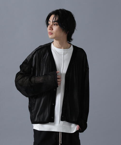 DANKE SCHON（ダンケシェーン）の「DankeSchon/ダンケシェーン/MESH VELOR CARDIGAN（カーディガン/ボレロ・メンズ・ブラック/グレー・F）」の6枚目の写真