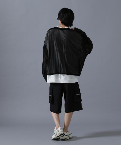 DANKE SCHON（ダンケシェーン）の「DankeSchon/ダンケシェーン/MESH VELOR CARDIGAN（カーディガン/ボレロ・メンズ・ブラック/グレー・F）」の9枚目の写真