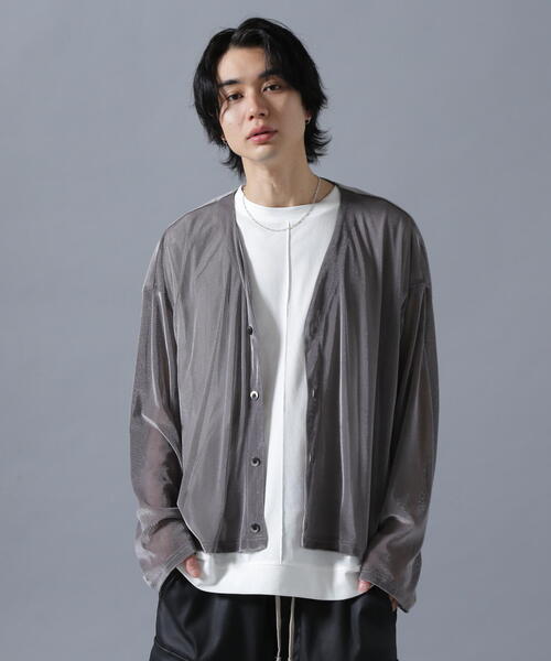 DANKE SCHON（ダンケシェーン）の「DankeSchon/ダンケシェーン/MESH VELOR CARDIGAN（カーディガン/ボレロ・メンズ・ブラック/グレー・F）」の13枚目の写真