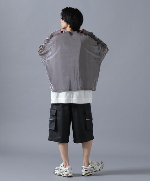 DANKE SCHON（ダンケシェーン）の「DankeSchon/ダンケシェーン/MESH VELOR CARDIGAN（カーディガン/ボレロ・メンズ・ブラック/グレー・F）」の16枚目の写真