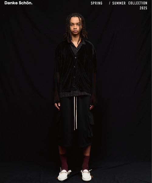 DANKE SCHON（ダンケシェーン）の「DankeSchon/ダンケシェーン/MESH VELOR CARDIGAN（カーディガン/ボレロ・メンズ・ブラック/グレー・F）」の3枚目の写真