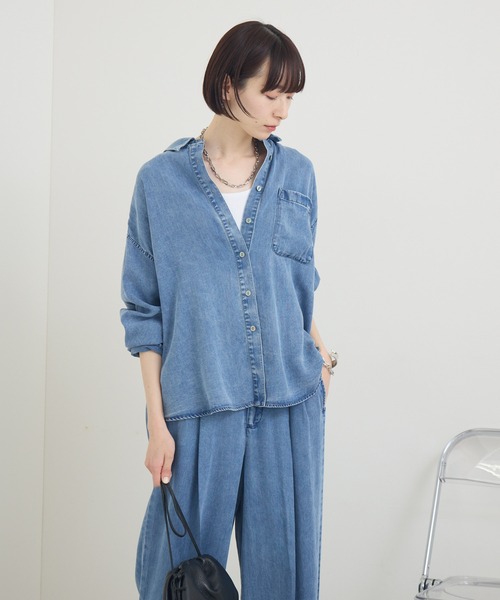 Paradise Picnic（パラダイスピクニック）の「ROSIEE テンセルデニムシャツ（シャツ/ブラウス・レディース・ブルー/ブラック・FREE）」の5枚目の写真