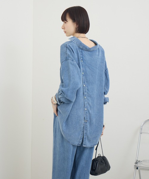 Paradise Picnic（パラダイスピクニック）の「ROSIEE テンセルデニムシャツ（シャツ/ブラウス・レディース・ブルー/ブラック・FREE）」の4枚目の写真