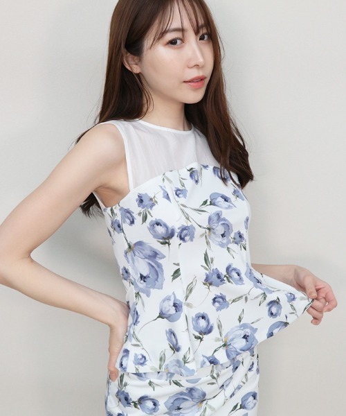 AMBIENT（アンビエント）の「シアードッキングフレアトップス（シャツ/ブラウス・レディース・ブルー/コーラル・S/M）」の4枚目の写真