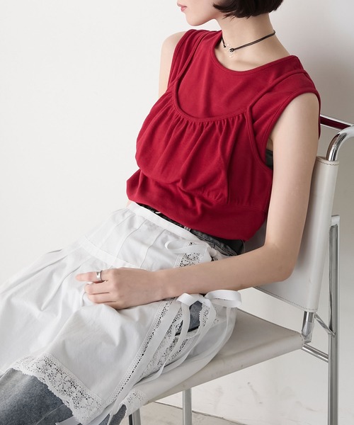 Askyyアスキー/レイヤード タンクトップ レッド サイズフリー RED タンクトップ (レッド、オレンジ)通販｜J'aDoRe JUN ONLINE