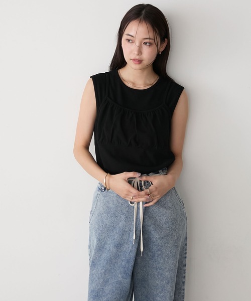 forksy.（フォルクシー）の「【forksy.】レイヤードギャザーリブタンクトップ（タンクトップ・レディース・レッド/杢グレー/ブラック・FREE）」の9枚目の写真