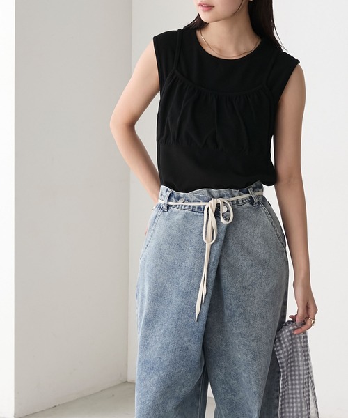 forksy.（フォルクシー）の「【forksy.】レイヤードギャザーリブタンクトップ（タンクトップ・レディース・レッド/杢グレー/ブラック・FREE）」の8枚目の写真