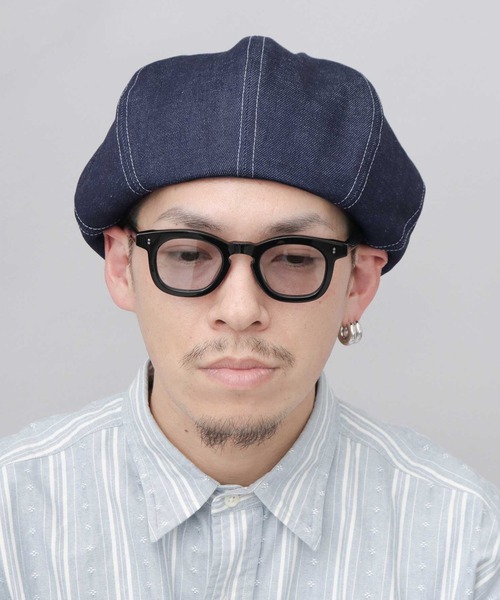 Mr.COVER(ミスターカバー)の「日本製 12オンス 岡山産 リジットデニム ボリューム パネルベレー帽(ハンチング/ベレー帽・メンズ・ブラック/ネイビー・FREE)」の1枚目の写真