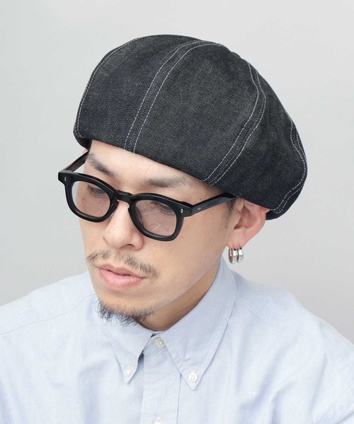Mr.COVER(ミスターカバー)の「日本製 12オンス 岡山産 リジットデニム ボリューム パネルベレー帽(ハンチング/ベレー帽・メンズ・ブラック/ネイビー・FREE)」の5枚目の写真