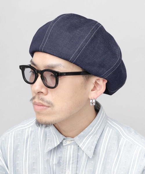 Mr.COVER(ミスターカバー)の「日本製 12オンス 岡山産 リジットデニム ボリューム パネルベレー帽(ハンチング/ベレー帽・メンズ・ブラック/ネイビー・FREE)」の7枚目の写真