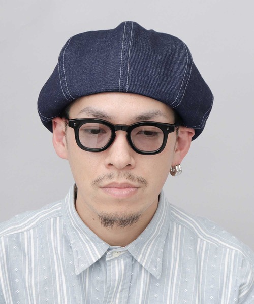 Mr.COVER(ミスターカバー)の「日本製 12オンス 岡山産 リジットデニム ボリューム パネルベレー帽(ハンチング/ベレー帽・メンズ・ブラック/ネイビー・FREE)」の9枚目の写真