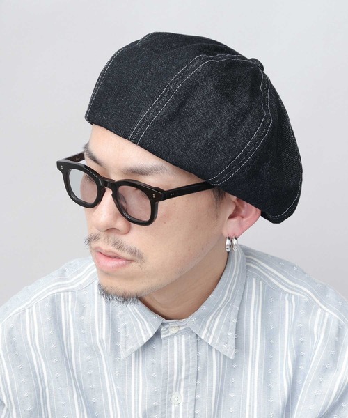 Mr.COVER(ミスターカバー)の「日本製 12オンス 岡山産 リジットデニム ボリューム パネルベレー帽(ハンチング/ベレー帽・メンズ・ブラック/ネイビー・FREE)」の6枚目の写真