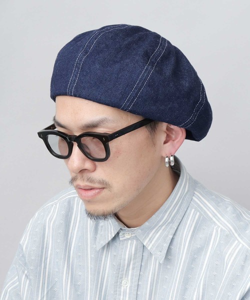 Mr.COVER(ミスターカバー)の「日本製 12オンス 岡山産 リジットデニム ボリューム パネルベレー帽(ハンチング/ベレー帽・メンズ・ブラック/ネイビー・FREE)」の8枚目の写真