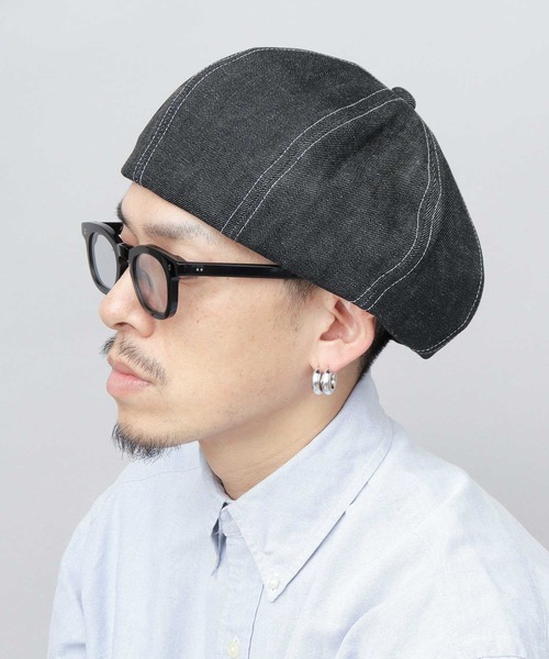 Mr.COVER(ミスターカバー)の「日本製 12オンス 岡山産 リジットデニム ボリューム パネルベレー帽(ハンチング/ベレー帽・メンズ・ブラック/ネイビー・FREE)」の20枚目の写真