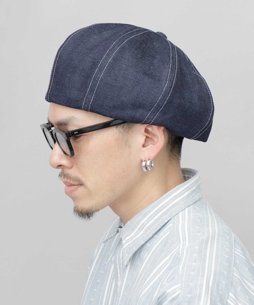 Mr.COVER(ミスターカバー)の「日本製 12オンス 岡山産 リジットデニム ボリューム パネルベレー帽(ハンチング/ベレー帽・メンズ・ブラック/ネイビー・FREE)」の21枚目の写真