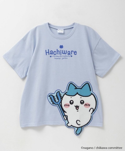 ハチワレ/うさぎ/ちいかわ アップリケ半袖Tシャツ（Tシャツ/カットソー