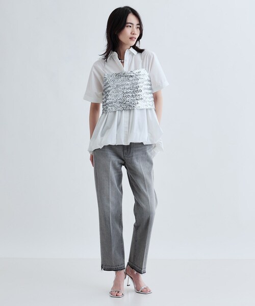 GALLEST（ギャレスト）の「バルーンペプラムハーフ袖ブラウス（シャツ/ブラウス・レディース・ブラウン系/ブラック/オレンジ系/ホワイト・38）」の6枚目の写真