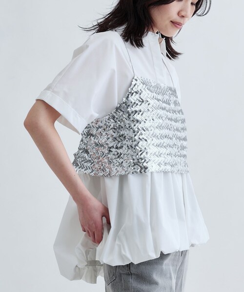 GALLEST（ギャレスト）の「バルーンペプラムハーフ袖ブラウス（シャツ/ブラウス・レディース・ブラウン系/ブラック/オレンジ系/ホワイト・38）」の8枚目の写真