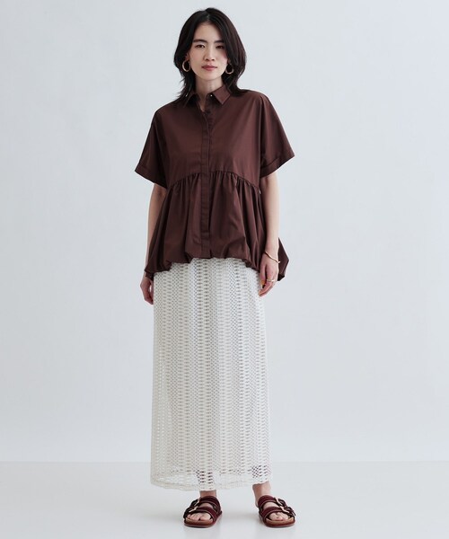 GALLEST（ギャレスト）の「バルーンペプラムハーフ袖ブラウス（シャツ/ブラウス・レディース・ブラウン系/ブラック/オレンジ系/ホワイト・38）」の11枚目の写真