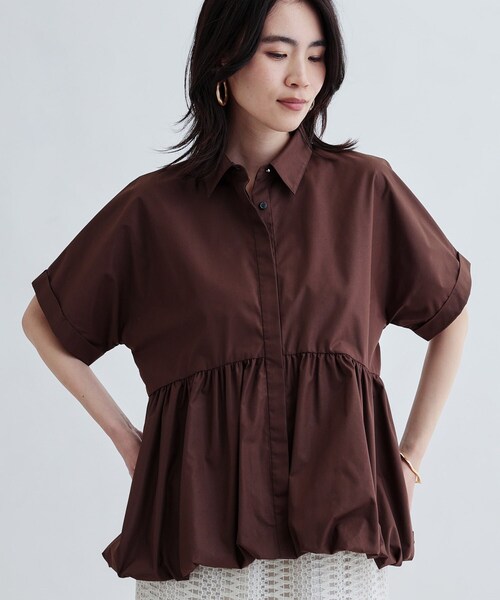 GALLEST（ギャレスト）の「バルーンペプラムハーフ袖ブラウス（シャツ/ブラウス・レディース・ブラウン系/ブラック/オレンジ系/ホワイト・38）」の13枚目の写真