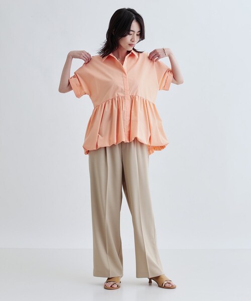 GALLEST（ギャレスト）の「バルーンペプラムハーフ袖ブラウス（シャツ/ブラウス・レディース・ブラウン系/ブラック/オレンジ系/ホワイト・38）」の18枚目の写真