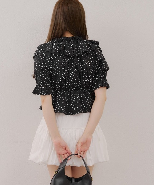 continuer de NICE CLAUP（コンティニューデナイスクラップ）の「フリルクロスブラウス（シャツ/ブラウス・レディース・ストライプ/チェック/オフホワイト/ブラック/ドット・FREE）」の19枚目の写真