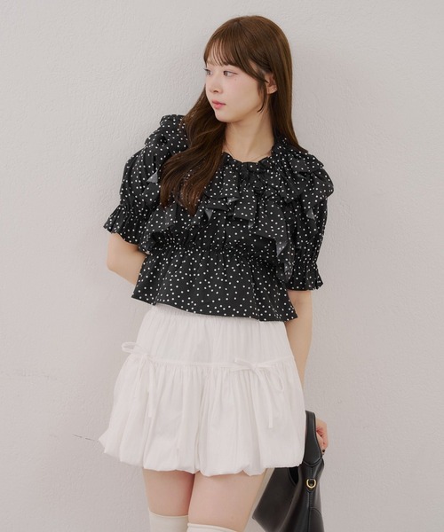 continuer de NICE CLAUP（コンティニューデナイスクラップ）の「フリルクロスブラウス（シャツ/ブラウス・レディース・ストライプ/チェック/オフホワイト/ブラック/ドット・FREE）」の21枚目の写真