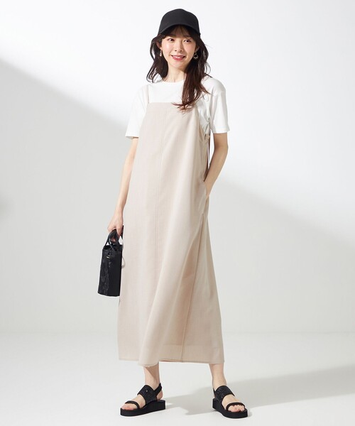 ANY SIS（エニィスィス）の「【接触冷感・速乾・UVカット・洗える】スイートクール キャミワンピース（ワンピース・レディース・ネイビー系/ベージュ系/黄土色系・2）」の2枚目の写真
