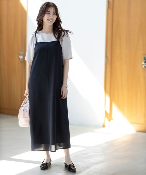 ANY SIS（エニィスィス）の「【接触冷感・速乾・UVカット・洗える】スイートクール キャミワンピース（ワンピース・レディース・ネイビー系/ベージュ系/黄土色系・2）」の6枚目の写真