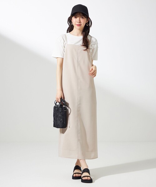 ANY SIS（エニィスィス）の「【接触冷感・速乾・UVカット・洗える】スイートクール キャミワンピース（ワンピース・レディース・ネイビー系/ベージュ系/黄土色系・2）」の8枚目の写真