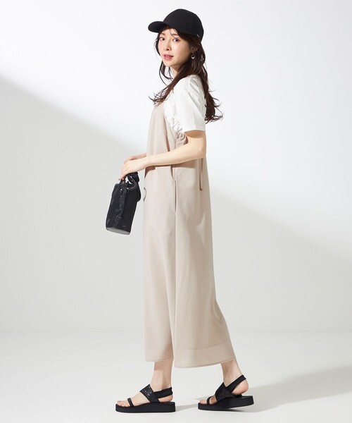 ANY SIS（エニィスィス）の「【接触冷感・速乾・UVカット・洗える】スイートクール キャミワンピース（ワンピース・レディース・ネイビー系/ベージュ系/黄土色系・2）」の9枚目の写真