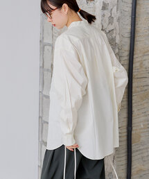 【WHIMSIC】ノーカラーレースアップシャツ