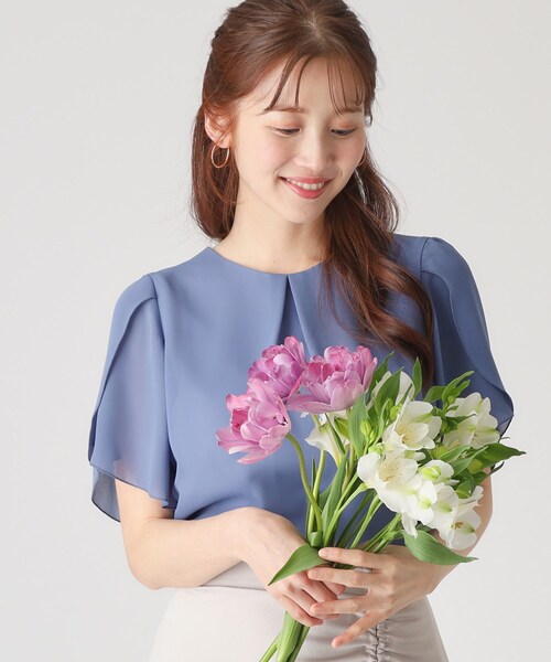 COUP DE CHANCE(クードシャンス)の「【洗える/日本製】チューリップ袖ブラウス(シャツ/ブラウス・レディース・ブラック/ホワイト/オレンジ/ブルー系その他・34/36/38/40)」の4枚目の写真