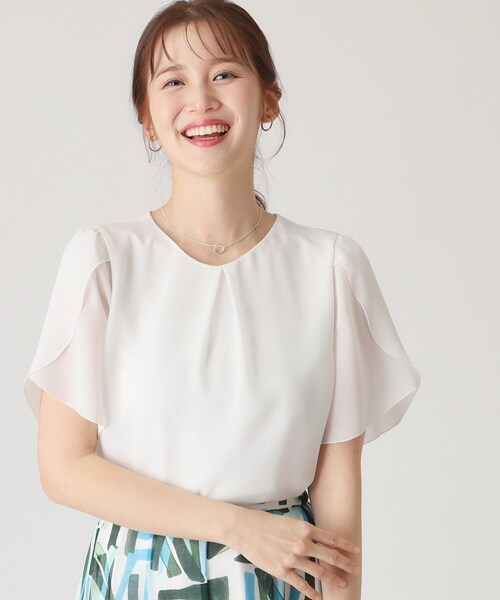 COUP DE CHANCE(クードシャンス)の「【洗える/日本製】チューリップ袖ブラウス(シャツ/ブラウス・レディース・ブラック/ホワイト/オレンジ/ブルー系その他・34/36/38/40)」の2枚目の写真