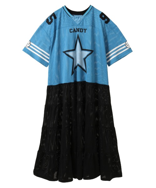 Candy Stripper（キャンディストリッパー）の「STAR FOOTBALL DOCKING ワンピース（ワンピース・レディース・オフホワイト/ライトブルー/ネイビー・FREE）」の7枚目の写真