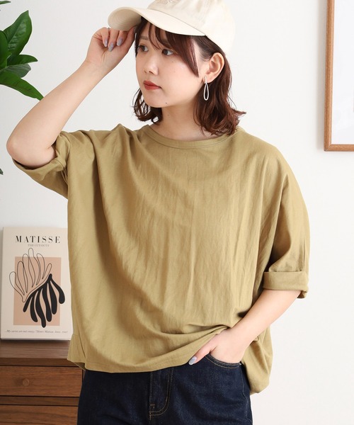 mitis(ミティス)の「mitis 接触冷感カノコドルマン半袖ゆるプルオーバー オーバーサイズ チュニック(Tシャツ/カットソー・レディース・カーキ/ブラック/マスタード/チャコール/オフホワイト・M)」の5枚目の写真