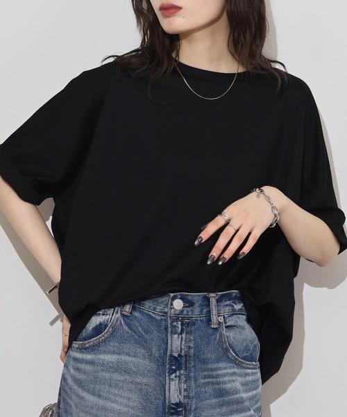 mitis(ミティス)の「mitis 接触冷感カノコドルマン半袖ゆるプルオーバー オーバーサイズ チュニック(Tシャツ/カットソー・レディース・カーキ/ブラック/マスタード/チャコール/オフホワイト・M)」の14枚目の写真
