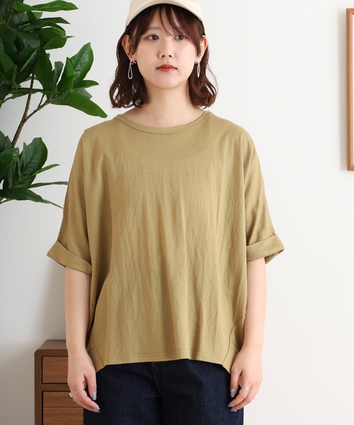 mitis(ミティス)の「mitis 接触冷感カノコドルマン半袖ゆるプルオーバー オーバーサイズ チュニック(Tシャツ/カットソー・レディース・カーキ/ブラック/マスタード/チャコール/オフホワイト・M)」の22枚目の写真