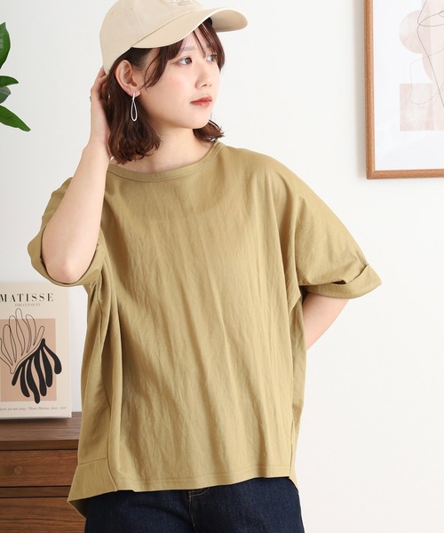 mitis(ミティス)の「mitis 接触冷感カノコドルマン半袖ゆるプルオーバー オーバーサイズ チュニック(Tシャツ/カットソー・レディース・カーキ/ブラック/マスタード/チャコール/オフホワイト・M)」の19枚目の写真