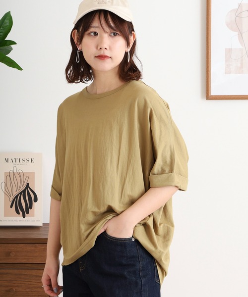 mitis(ミティス)の「mitis 接触冷感カノコドルマン半袖ゆるプルオーバー オーバーサイズ チュニック(Tシャツ/カットソー・レディース・カーキ/ブラック/マスタード/チャコール/オフホワイト・M)」の20枚目の写真