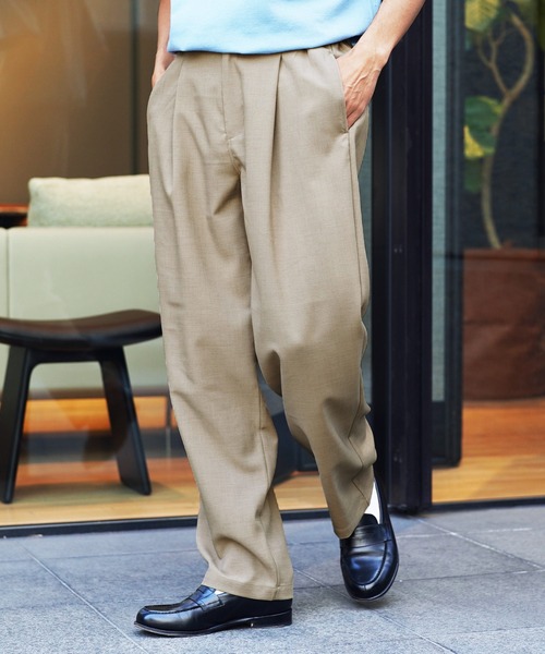 jiggys shop(ジギーズショップ)の「リネンライク ドライタッチ セミワイド ウェストアジャストベルト 1タックパンツ(その他パンツ・メンズ・グレー/グレー系その他・LARGE/MEDIUM/X-LARGE/SMALL)」の2枚目の写真