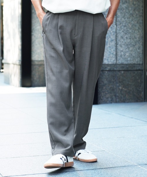 jiggys shop(ジギーズショップ)の「リネンライク ドライタッチ セミワイド ウェストアジャストベルト 1タックパンツ(その他パンツ・メンズ・グレー/グレー系その他・LARGE/MEDIUM/X-LARGE/SMALL)」の1枚目の写真